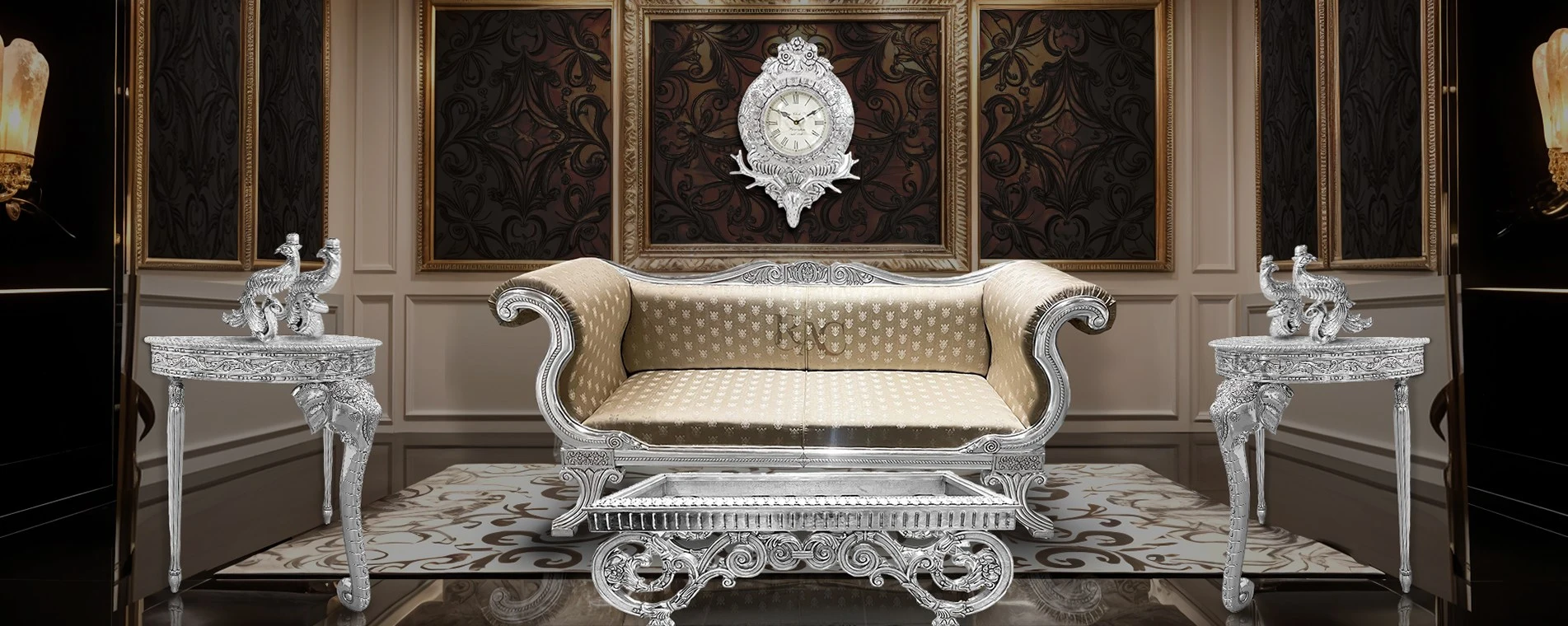Luxury silver furniture for modern living room décor