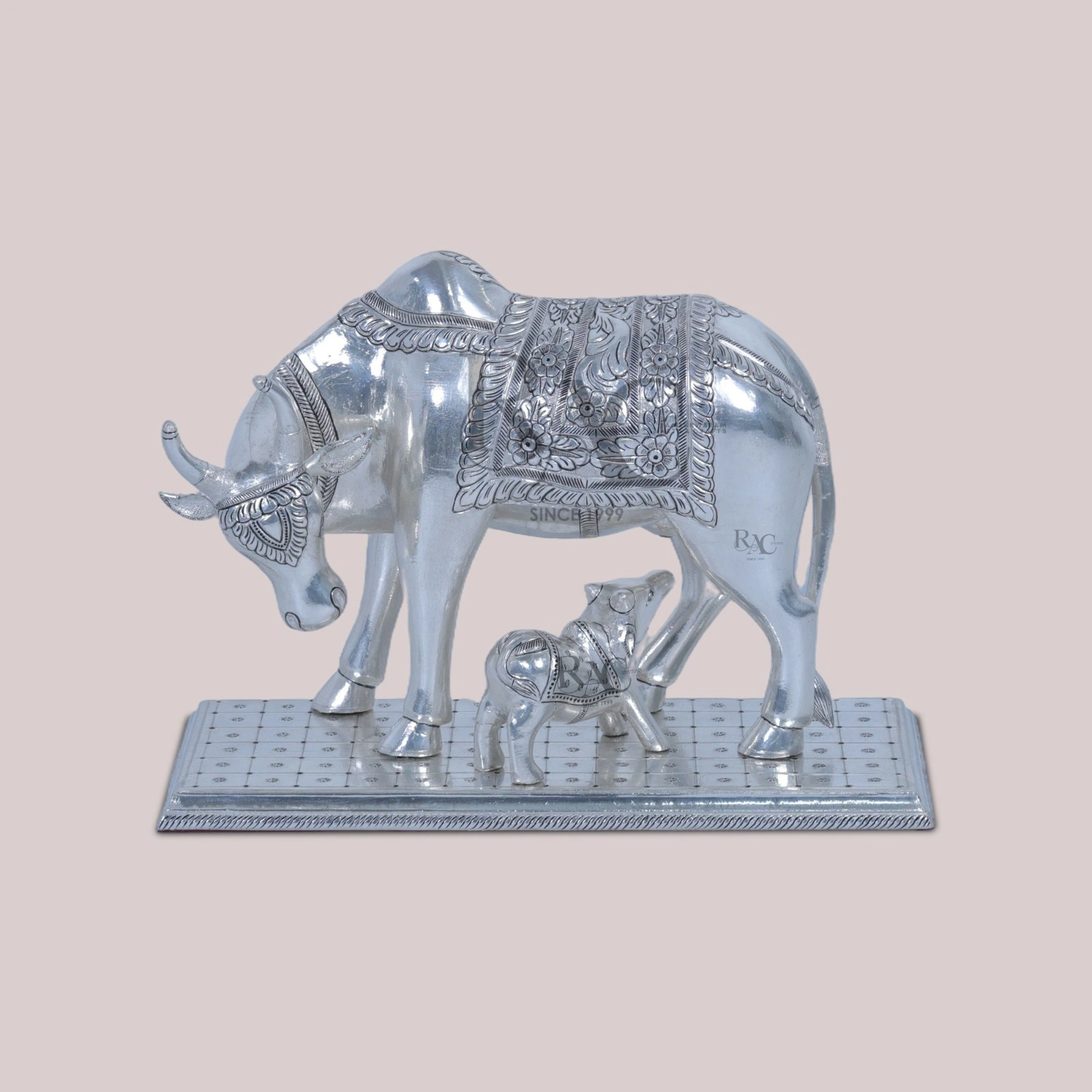 Silver Kamdhenu Cow With Calf
