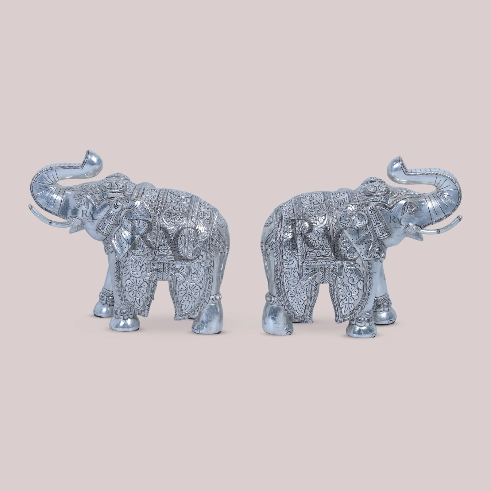 Silver Elephant Pair
