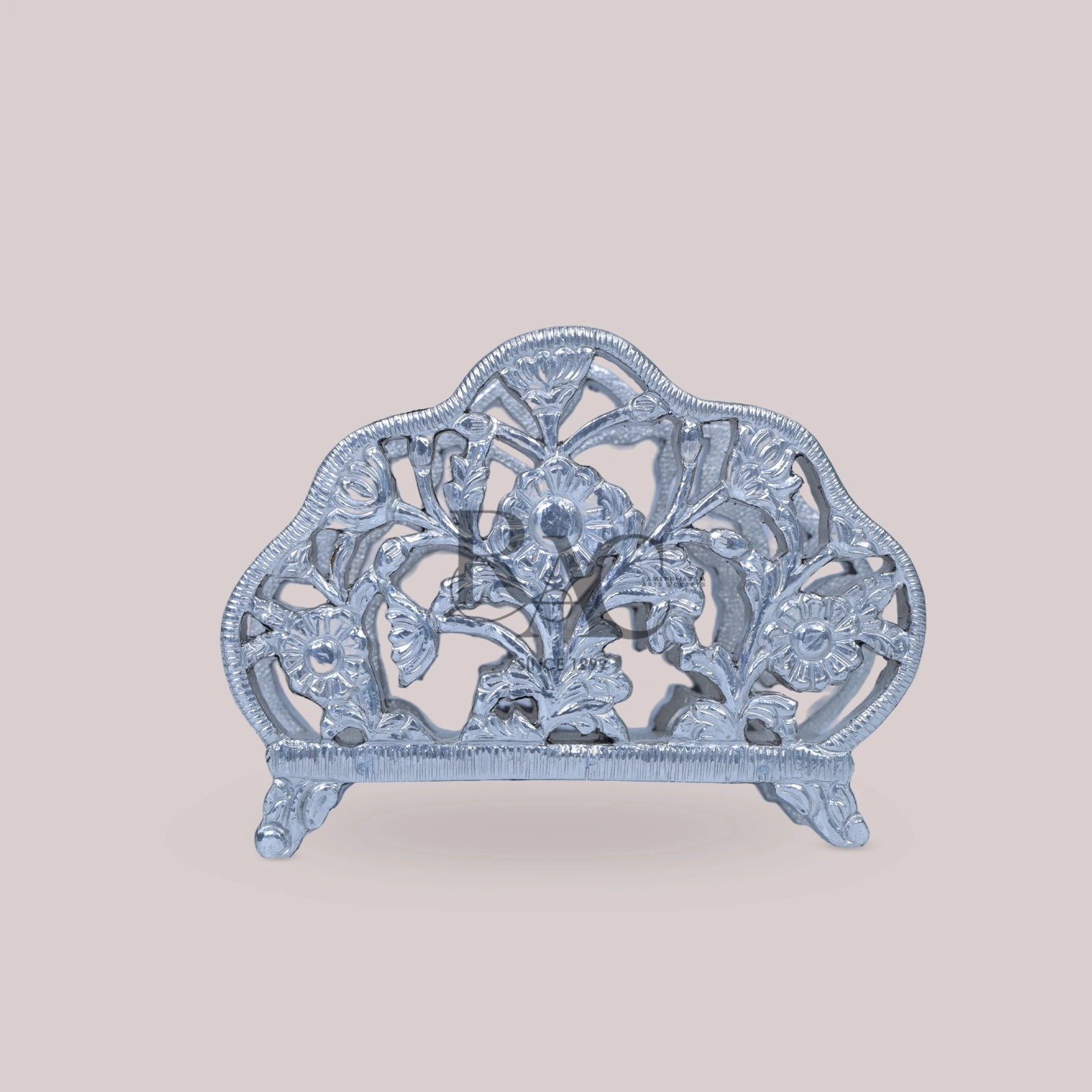 Silver Floral Tissue Holder