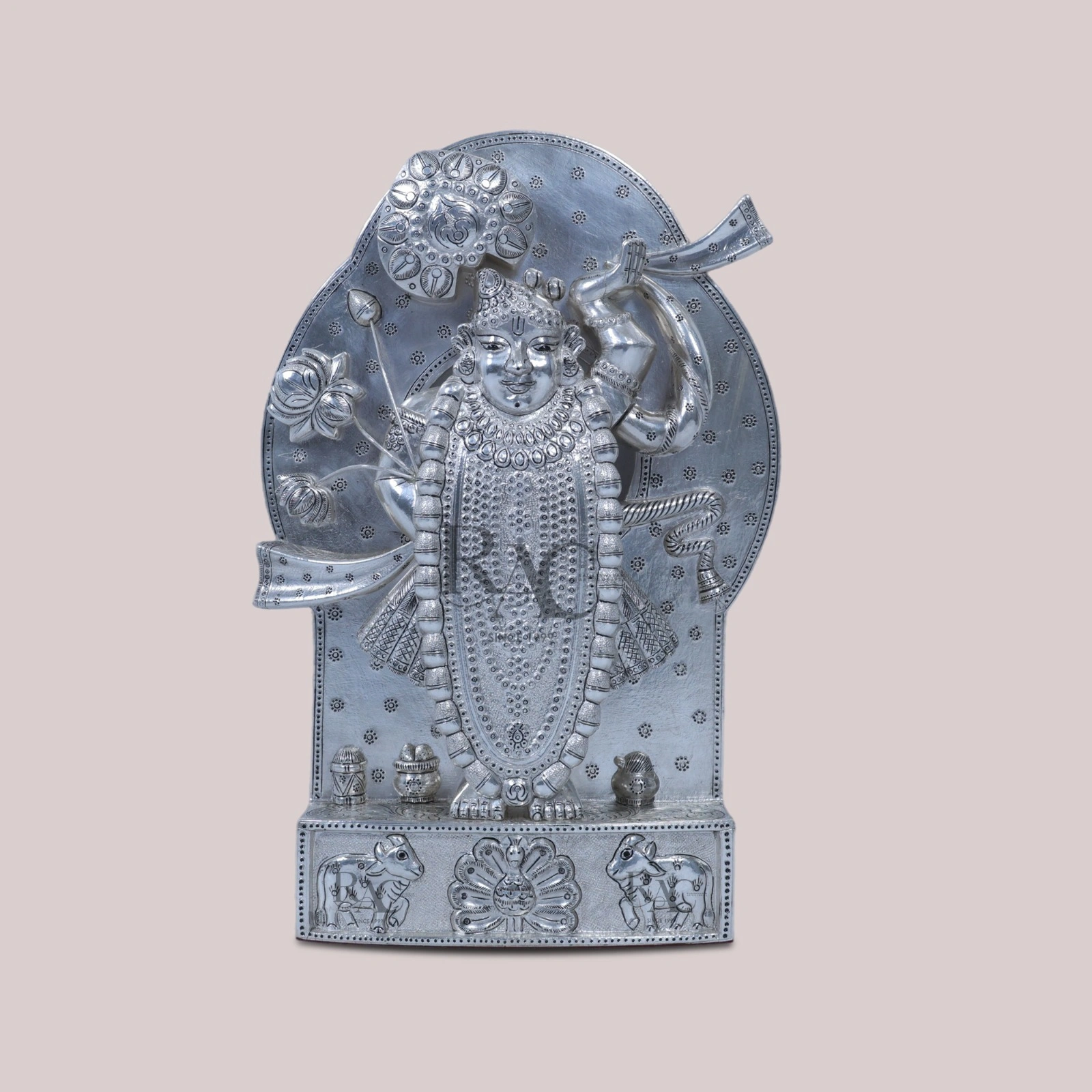 Ornate Silver Shrinathji Idol