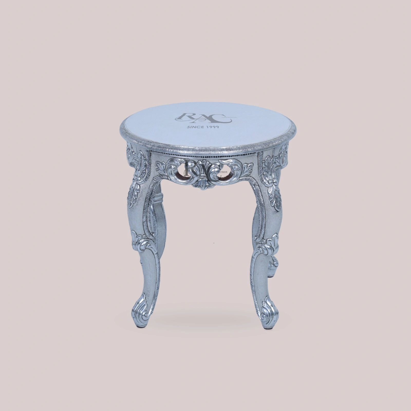 Ornate Silver Carved Side Table