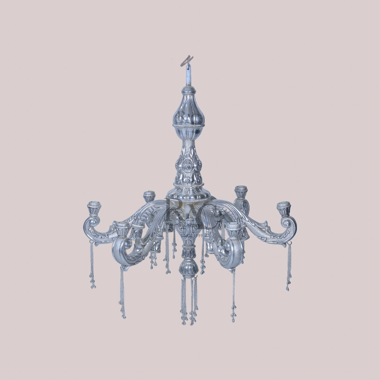 Antique Silver Hand Carved Chandelier