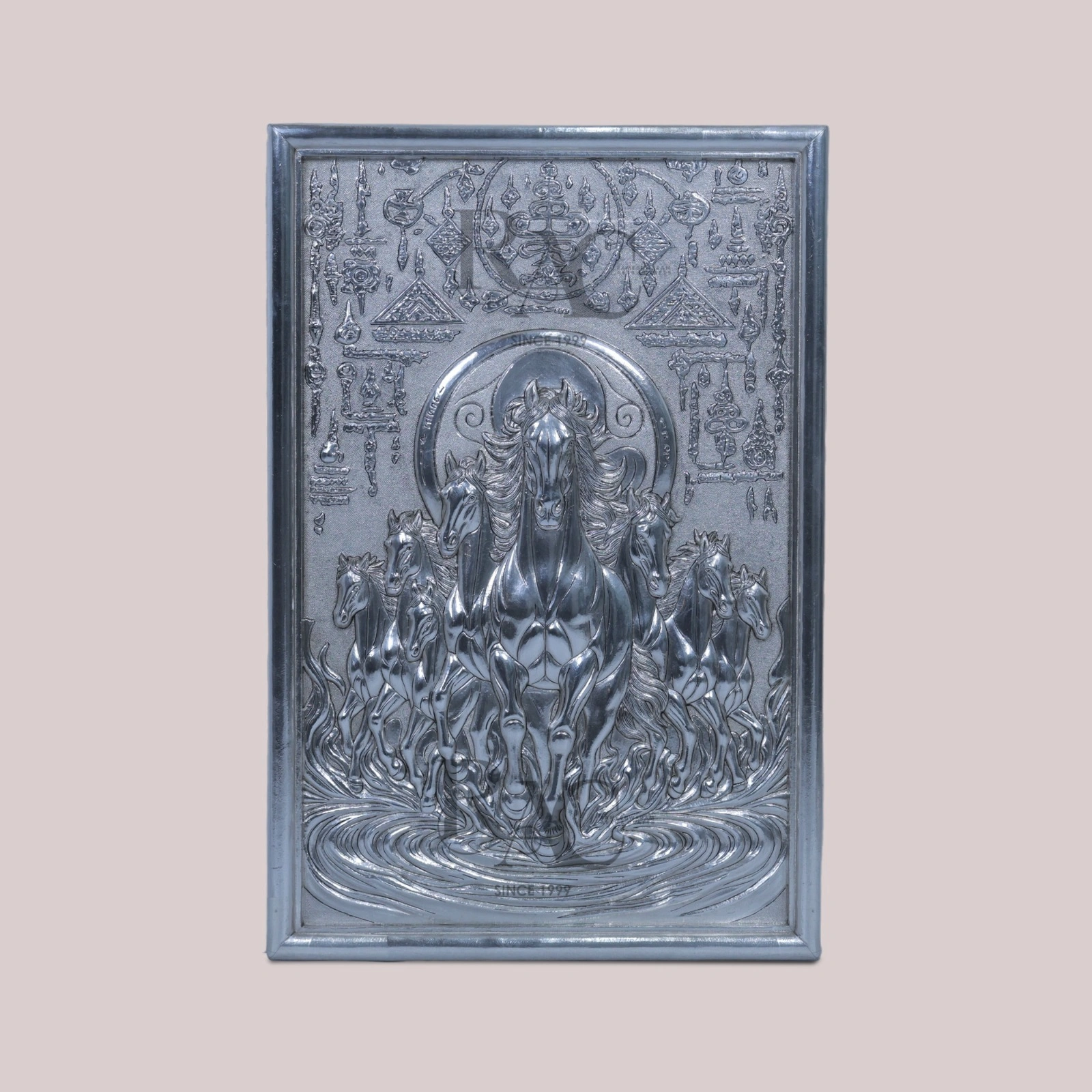 Silver Running Horses Wall Panel